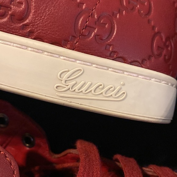 GUCCI GUCCISSIMA TRAINERS SIZE 9 OR 43 EURO FITS LIKE 9.5-10 BURNT RED COLOR - Picture 9 of 14